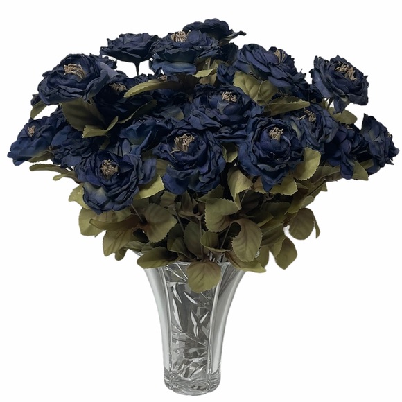 Deep Midnight Fantasy Silk Flower Bushes Set of 5 - Picture 7 of 9